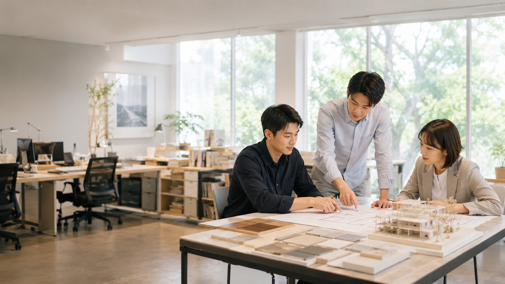 建筑师事务所 AI 搜索可见度与作品服务页内容优化示意