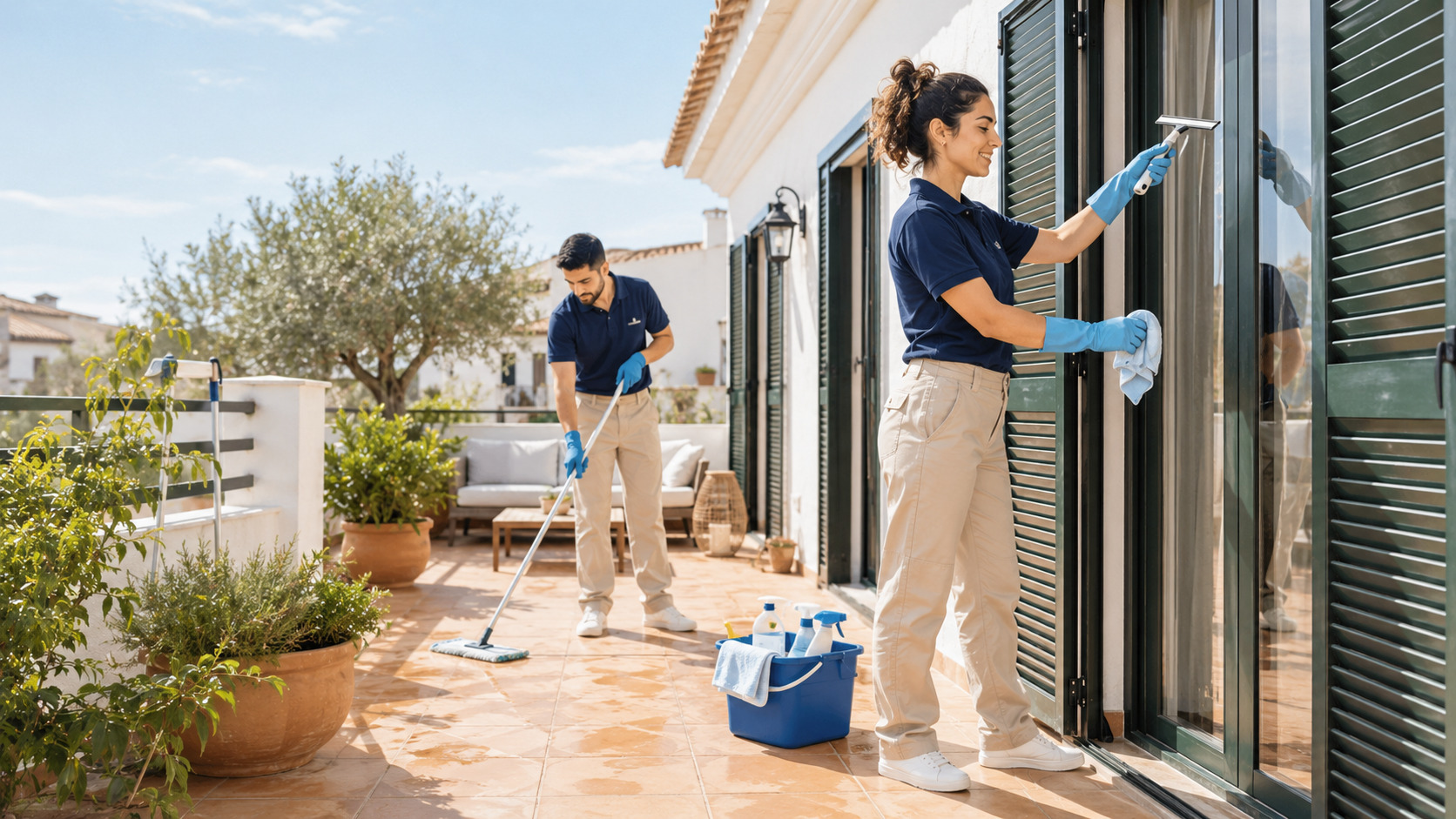 Ilustración de optimización de contenido web y visibilidad en búsquedas con IA para Cleaning companies