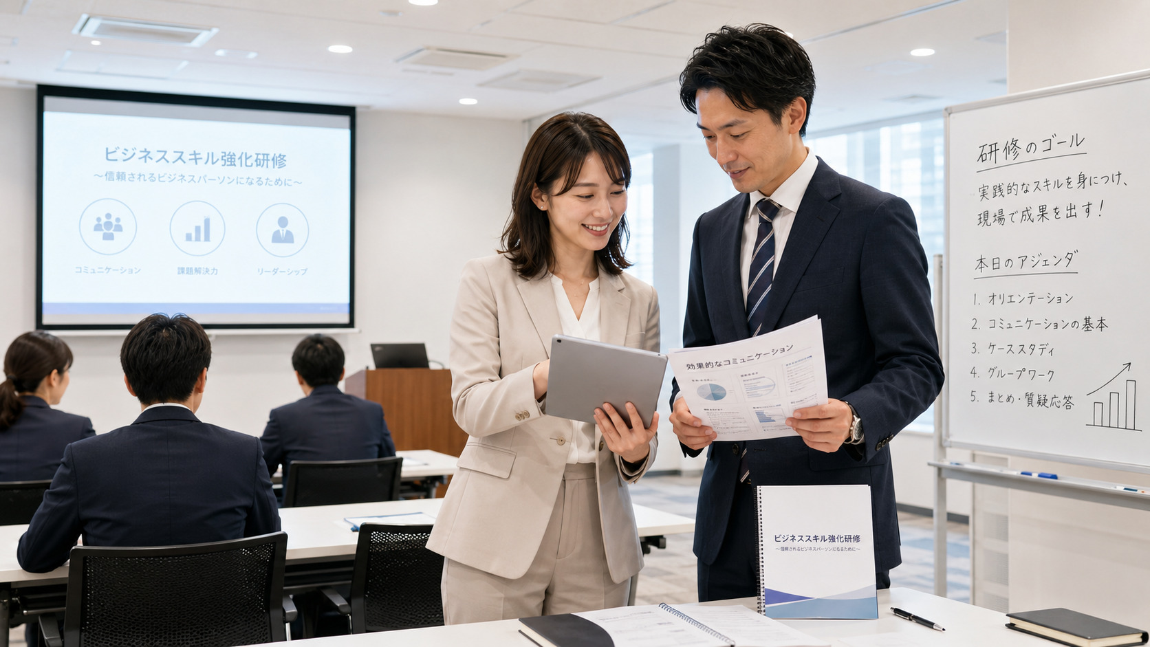法人研修会社講座ページ、講師ページ、事例と成果トラッキングコンテンツ最適化イメージ