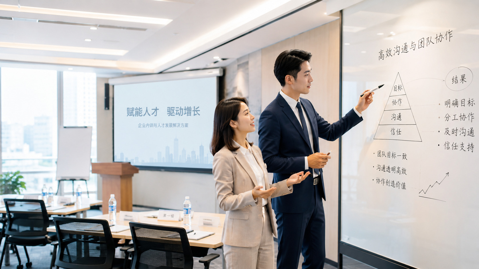 企业培训公司课程页、讲师页、案例与成效追踪内容优化示意