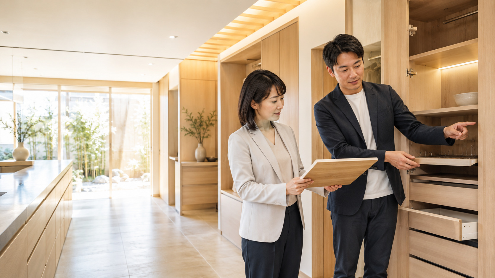 造作収納会社 AI検索可視性と収納事例コンテンツ最適化イメージ