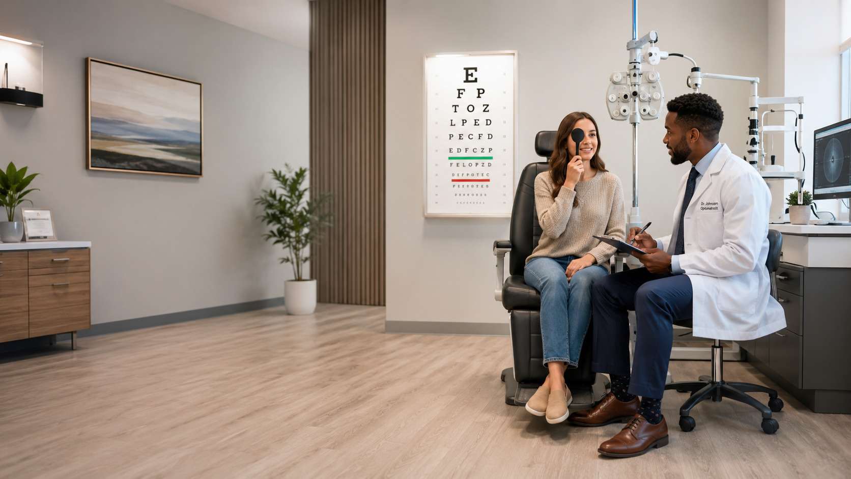 Eye clinics AI search visibility and website content optimization illustration