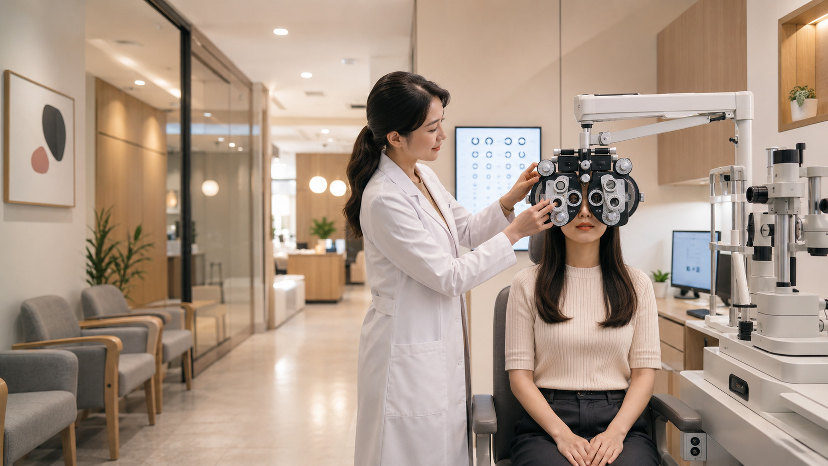 眼科診所 AI 搜尋可見度與檢查服務內容優化示意