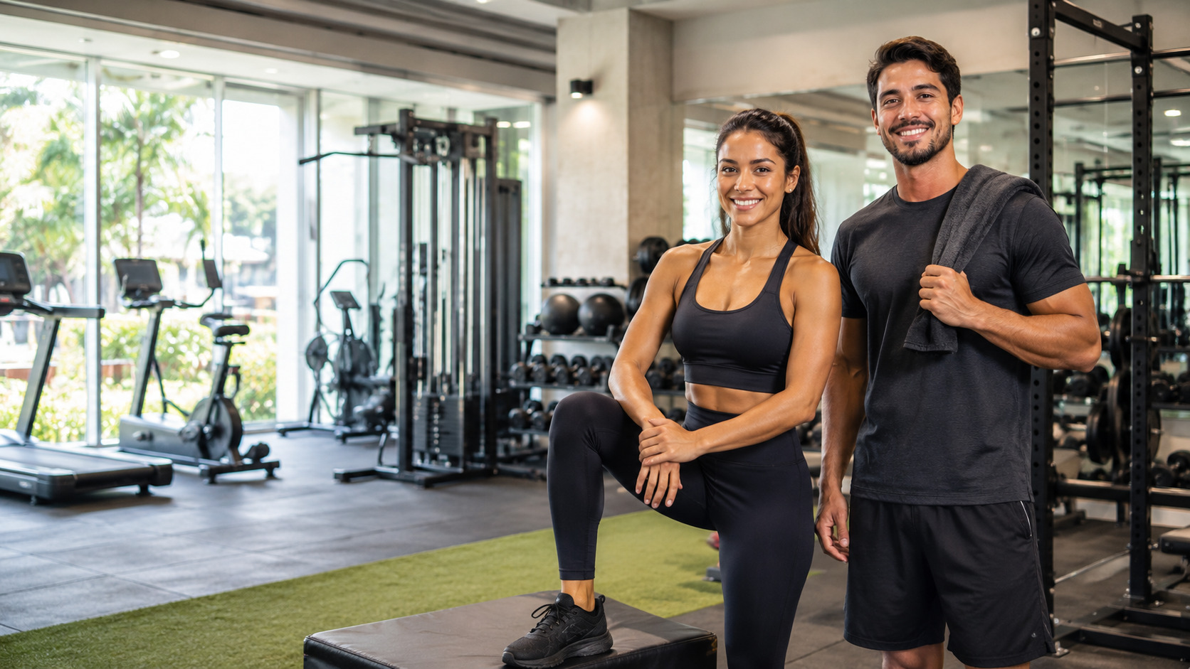 Ilustração de otimização de conteúdo do site e visibilidade em buscas com IA para Fitness coaches