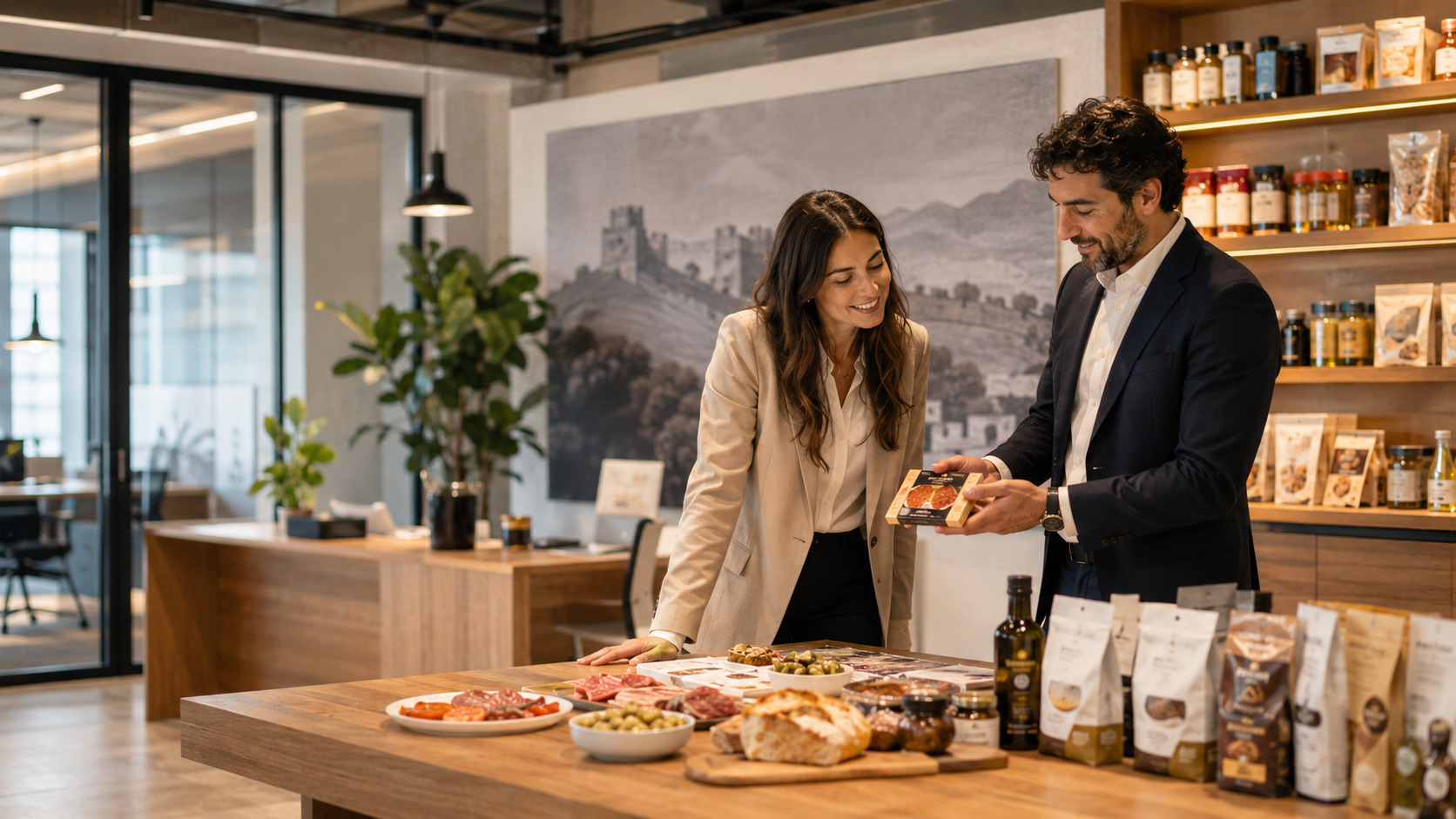 Ilustración de optimización de contenido web y visibilidad en búsquedas con IA para Food marcas