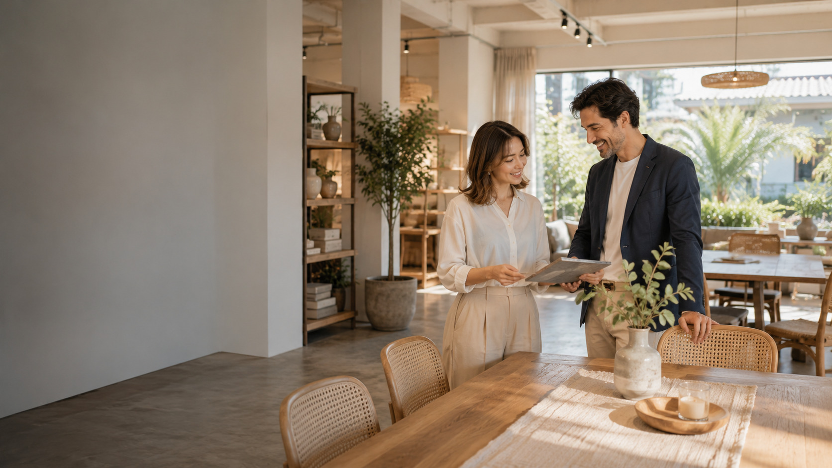 Ilustración de optimización de contenido web y visibilidad en búsquedas con IA para Home y living marcas