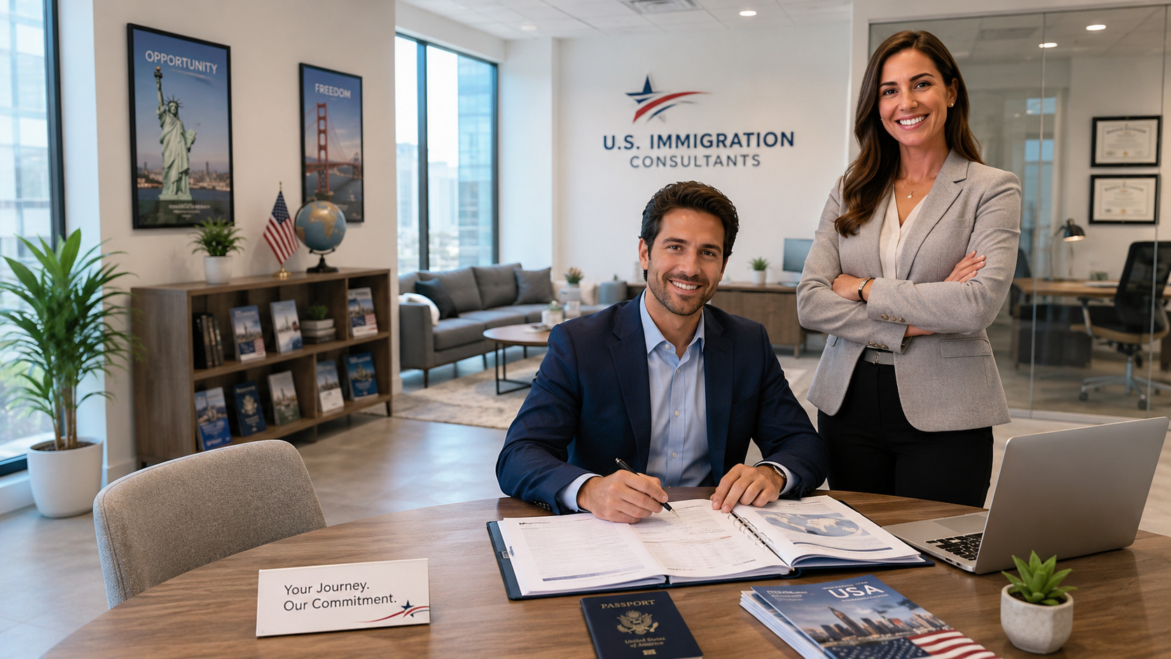Immigration consultants AI search visibility and website content optimization illustration