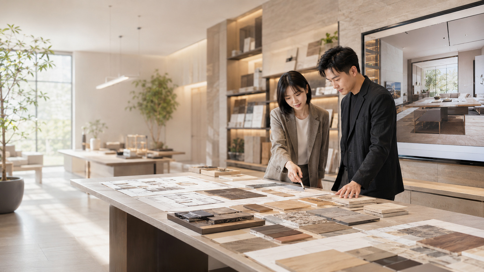 室内设计公司 AI 搜索可见度与作品服务页内容优化示意