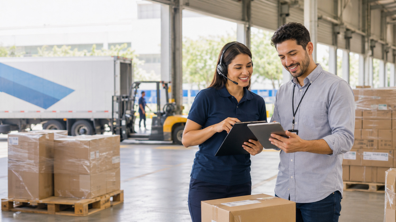 Ilustração de otimização de conteúdo do site e visibilidade em buscas com IA para Logistics companies