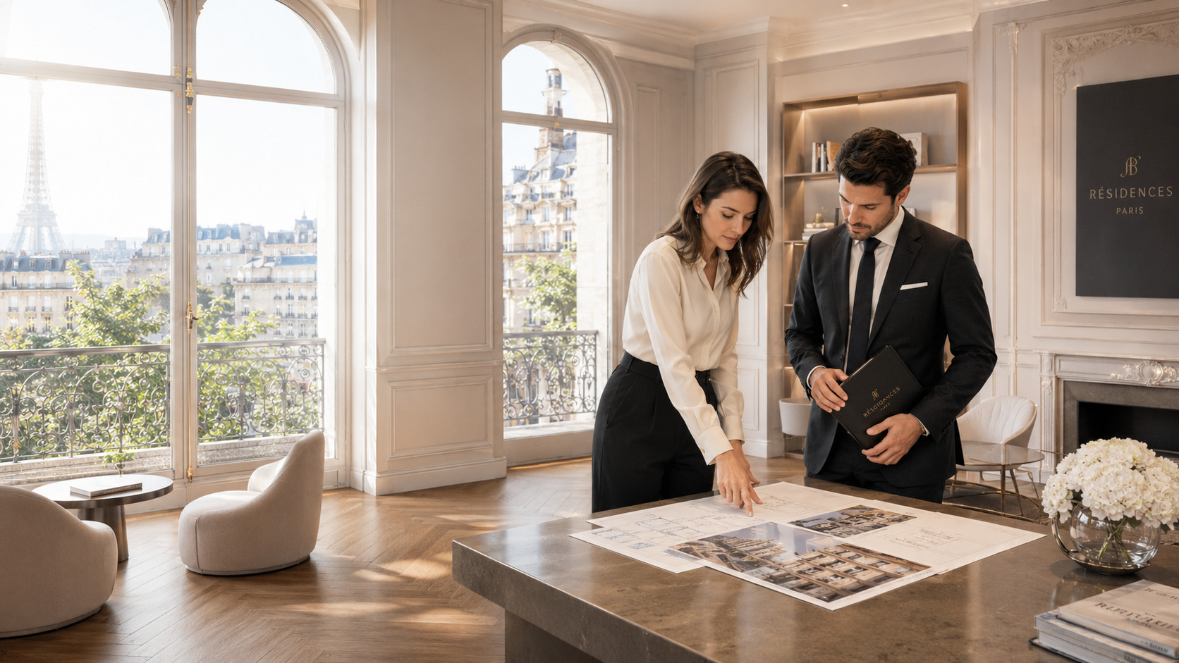 Luxury property sales teams IA visibilité dans les recherches et contenu du site optimisation illustration