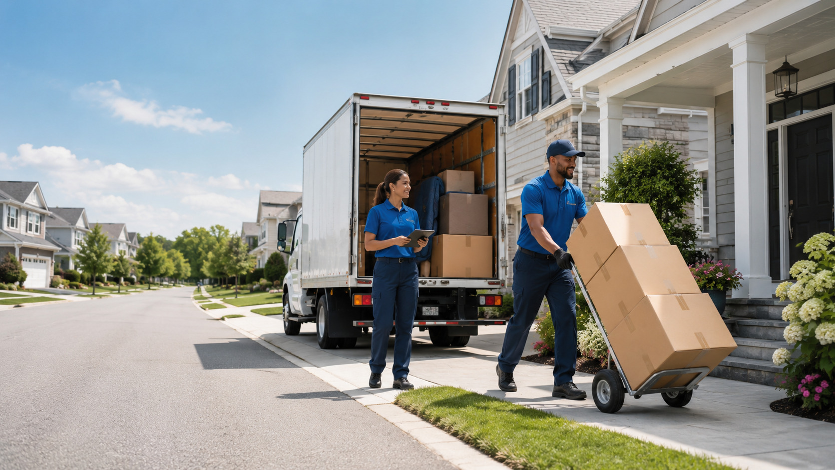 Moving companies AI search visibility and website content optimization illustration