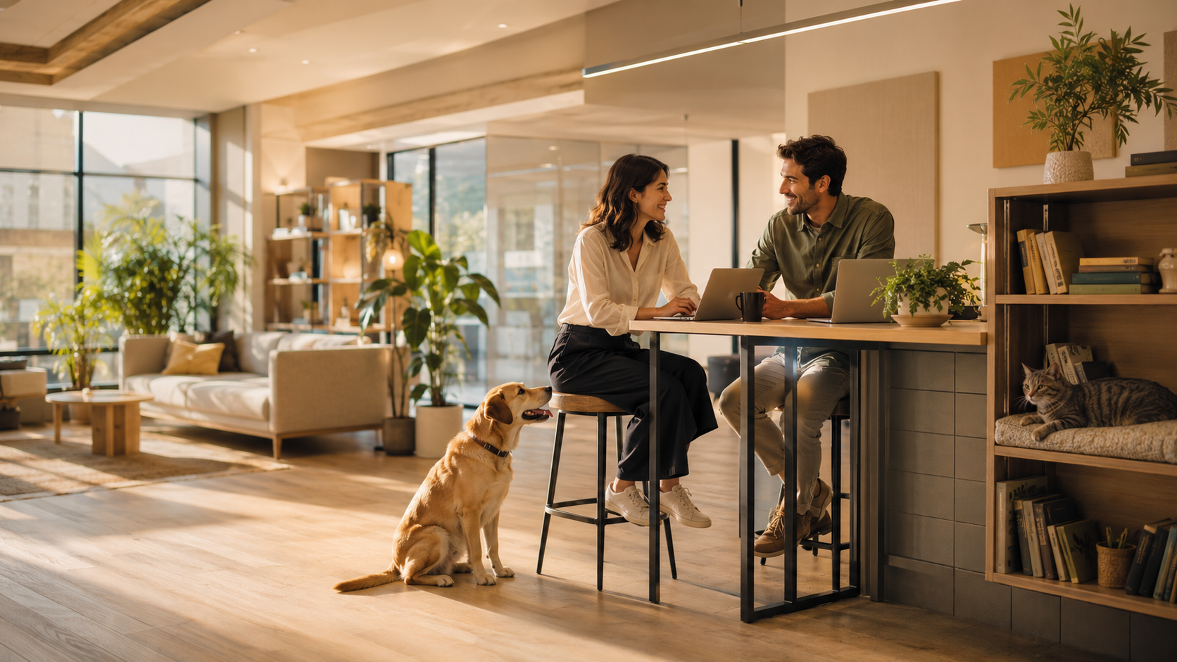 Ilustración de optimización de contenido web y visibilidad en búsquedas con IA para Pet marcas