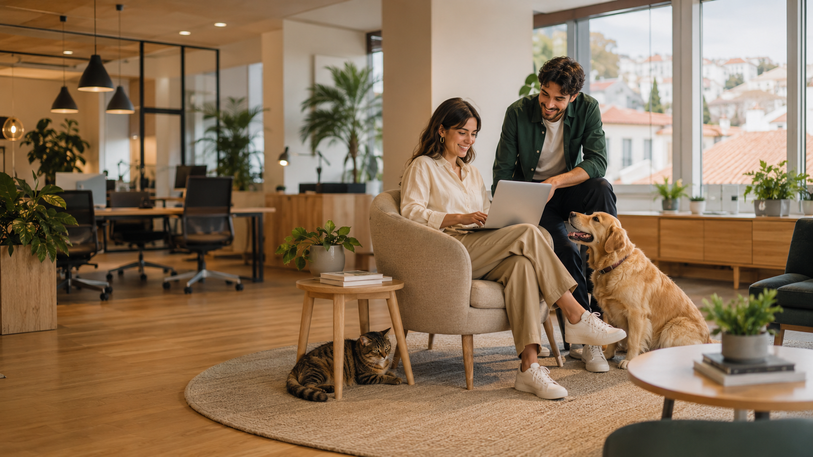 Ilustração de otimização de conteúdo do site e visibilidade em buscas com IA para Pet marcas