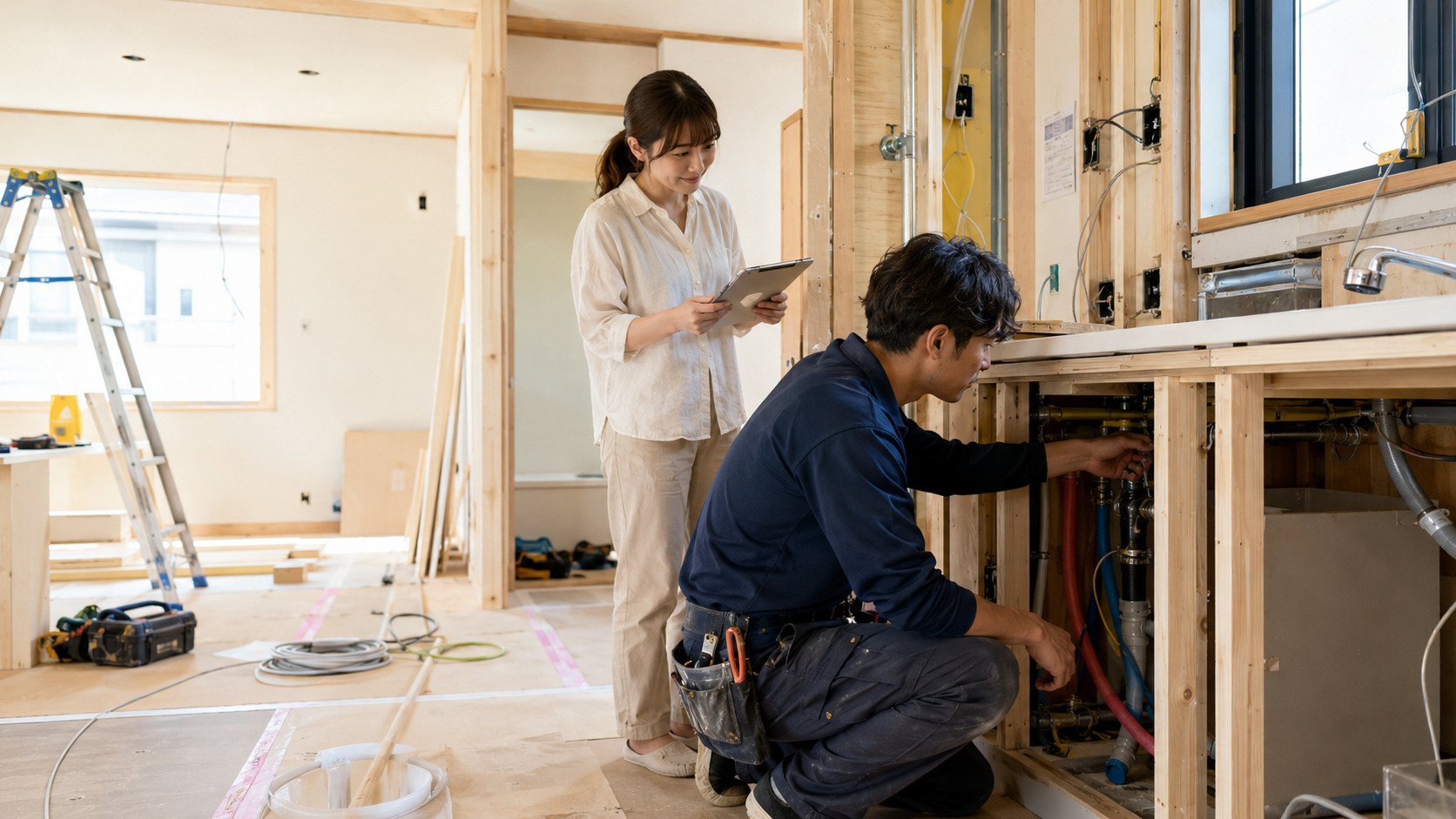 設備工事行 AI検索可視性と到府修理サービスページコンテンツ最適化イメージ