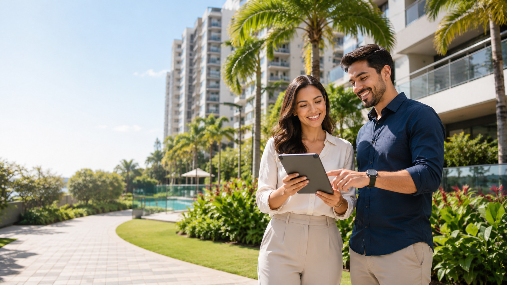 Ilustração de otimização de conteúdo do site e visibilidade em buscas com IA para Property management companies