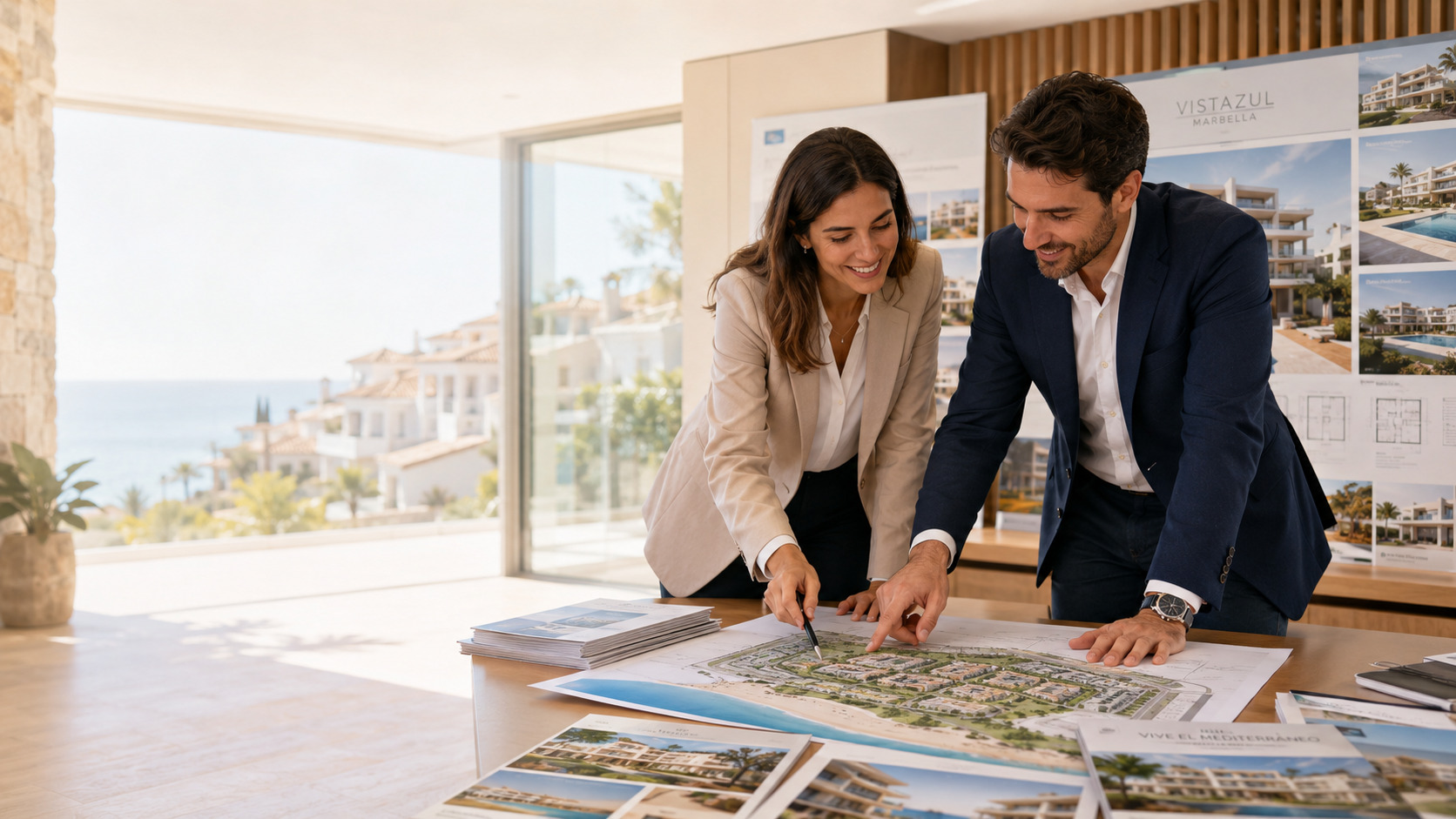Ilustración de optimización de contenido web y visibilidad en búsquedas con IA para Real estate sales agencies