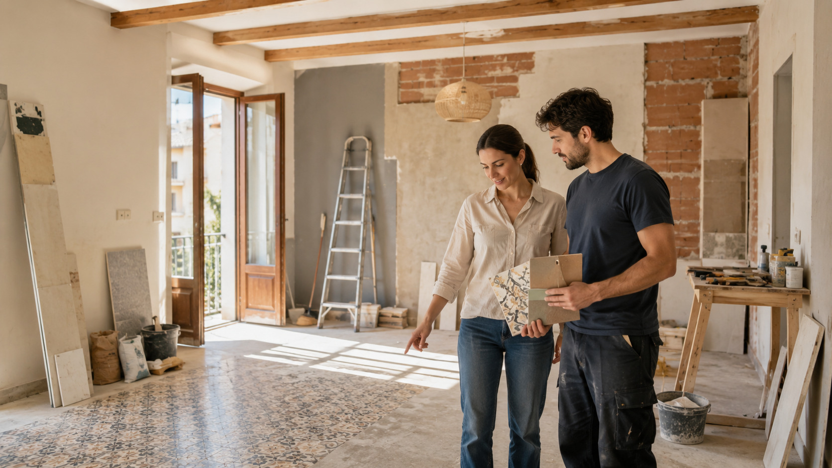 Ilustración de optimización de contenido web y visibilidad en búsquedas con IA para Renovation contractors