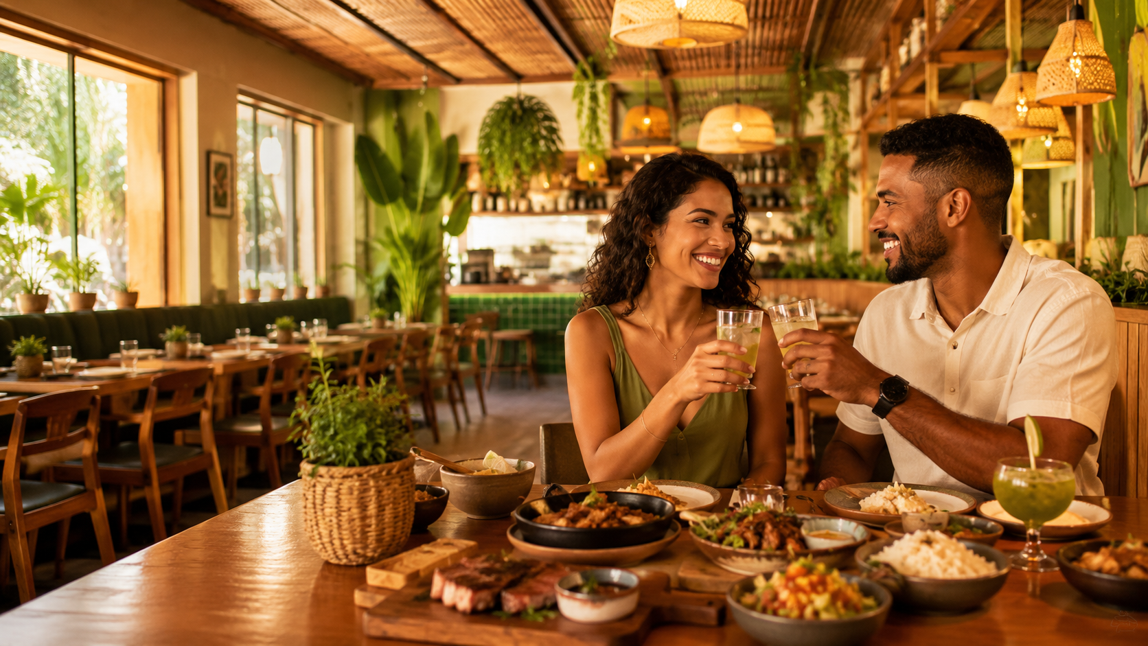Ilustração de otimização de conteúdo do site e visibilidade em buscas com IA para Restaurant marcas