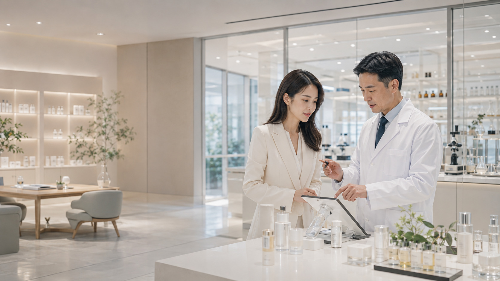保养品牌产品页、成分页、肤质需求页与 AI 搜索可见度优化示意