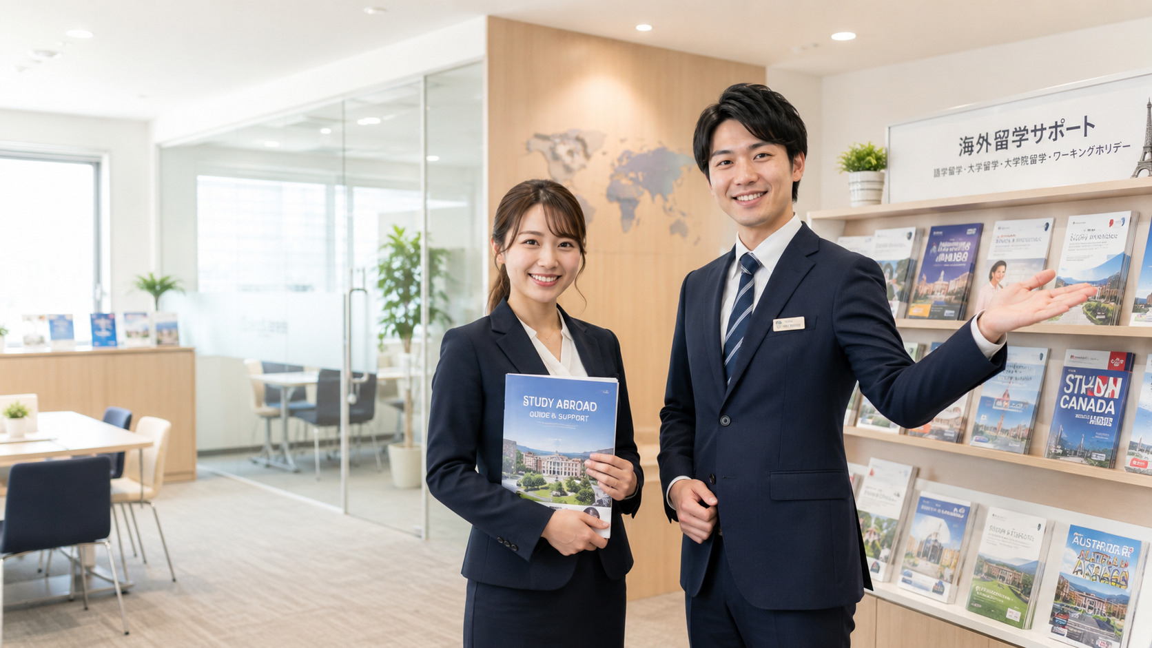 留学エージェント AI検索可見度と留学申請サービスページコンテンツ最適化イメージ