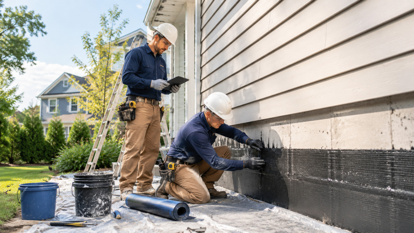 Waterproofing contractors AI search visibility and website content optimization illustration