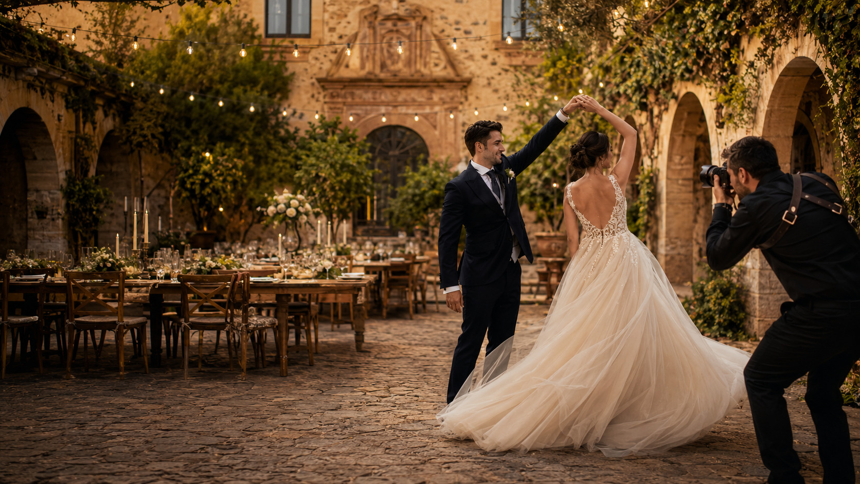 Ilustración de optimización de contenido web y visibilidad en búsquedas con IA para Wedding photography studios