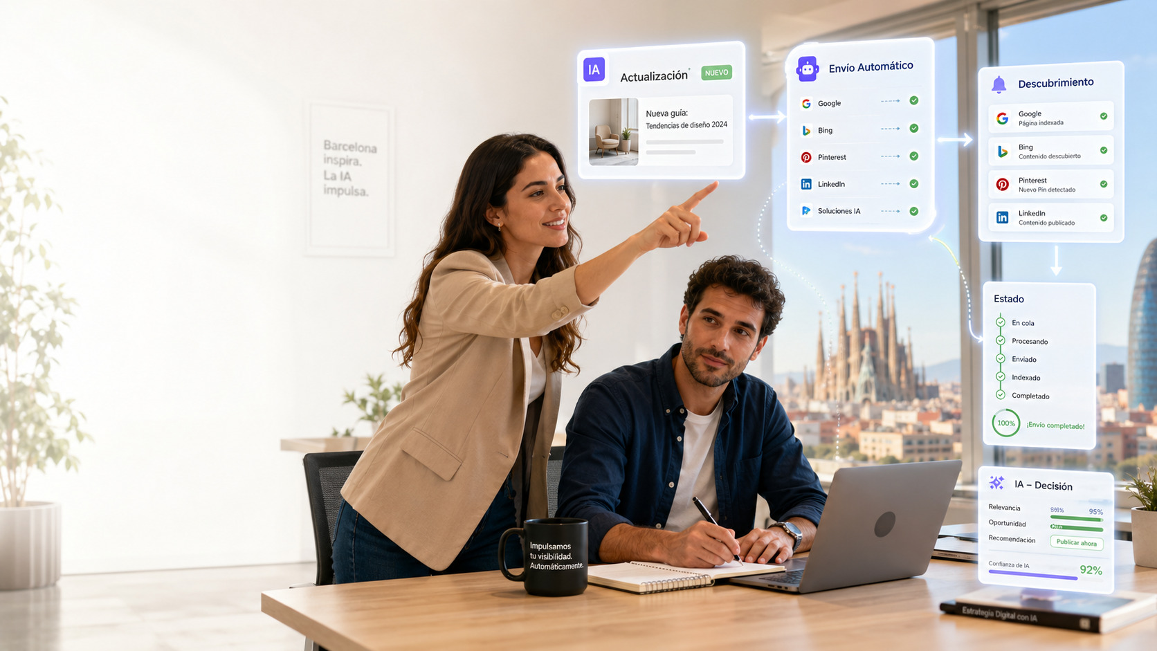 Panel de envío y actualización automática de contenido para IA de Pimker
