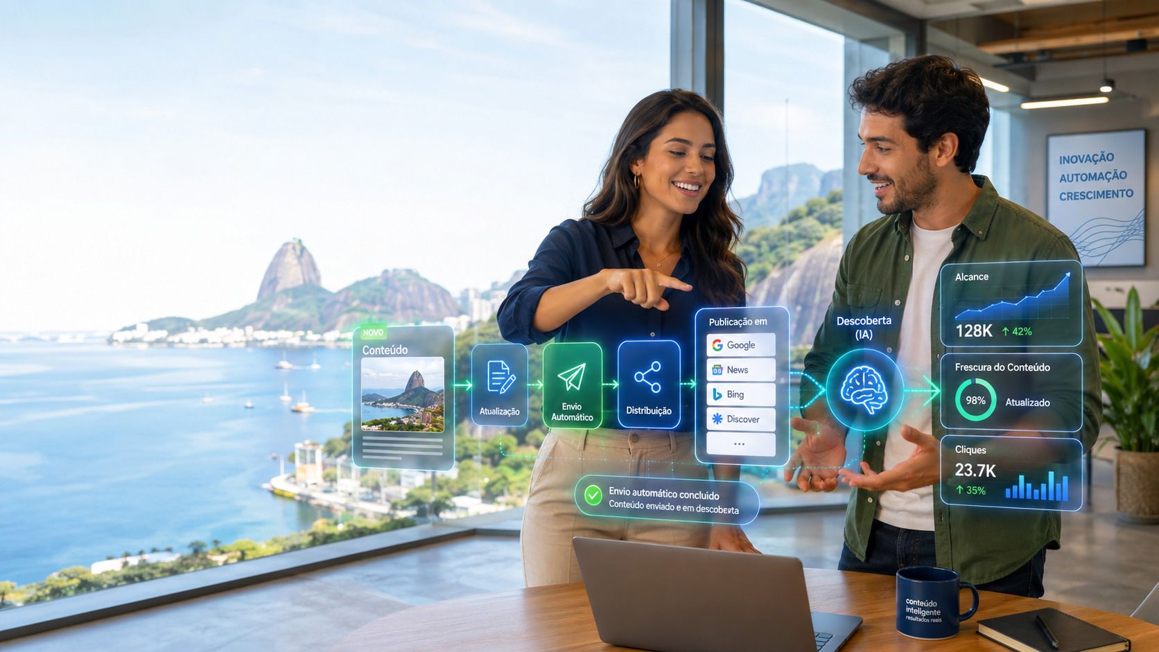 Painel da Pimker para envio e atualização automática de conteúdo para IA